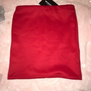 red mini skirt
